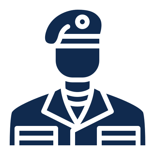 Silhouette of a person wearing a military uniform and cap.